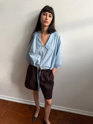 Deiji Studios Shoulder Tucks Top - Baby Blue
