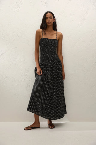 Faithfull Mira Maxi Dress - Lola Polka Dot - Black/Off White