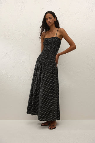 Faithfull Mira Maxi Dress - Lola Polka Dot - Black/Off White