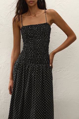 Faithfull Mira Maxi Dress - Lola Polka Dot - Black/Off White