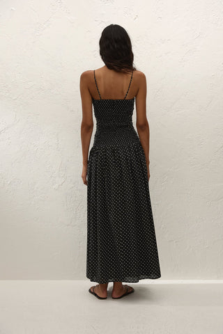 Faithfull Mira Maxi Dress - Lola Polka Dot - Black/Off White