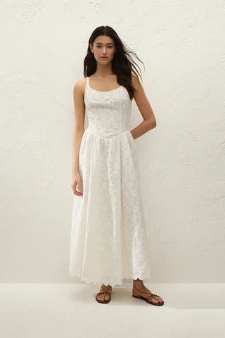 Faithfull Milana Midi Dress - Dolce Broderie White