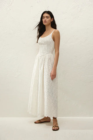 Faithfull Milana Midi Dress - Dolce Broderie White