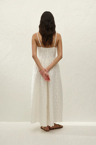 Faithfull Milana Midi Dress - Dolce Broderie White