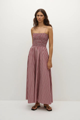 Faithfull Anniken Maxi Dress - Burgundy Stripe