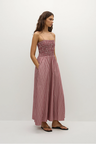 Faithfull Anniken Maxi Dress - Burgundy Stripe
