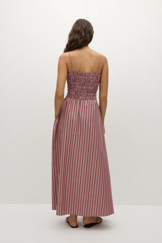 Faithfull Anniken Maxi Dress - Burgundy Stripe