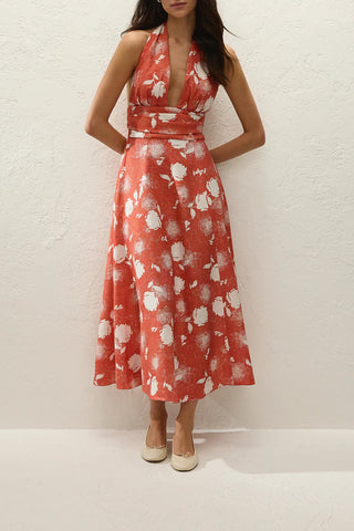Faithfull Bianca Midi Dress - Sunrose Rosso
