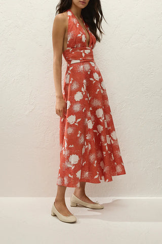 Faithfull Bianca Midi Dress - Sunrose Rosso