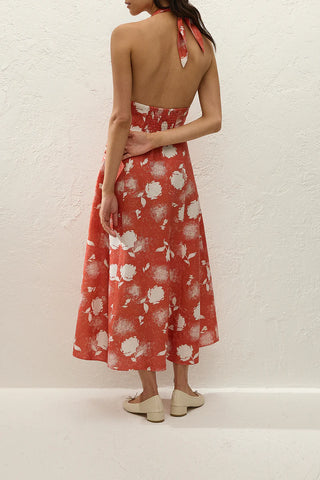 Faithfull Bianca Midi Dress - Sunrose Rosso