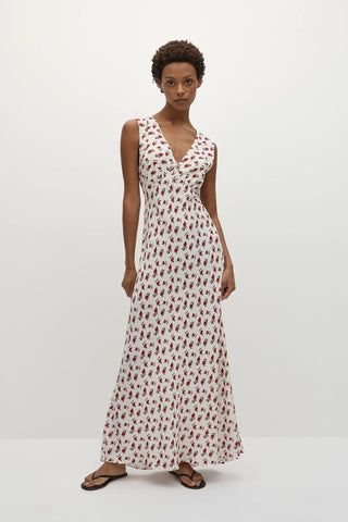 Faithfull the Brand Josephine Maxi Dress in Hazy Deep Red Rose