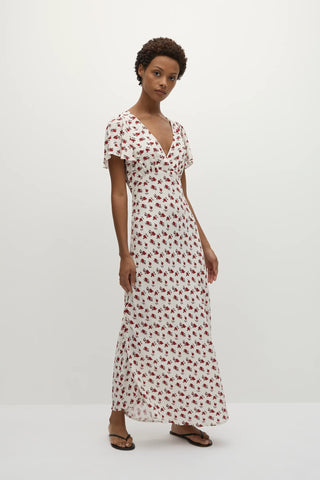 Faithfull the Brand Boda Midi Dress in Hazy Deep Red Rose