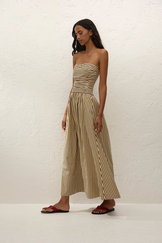 Faithfull Vera Maxi Dress - Carmen Stripe - Sand Cedar