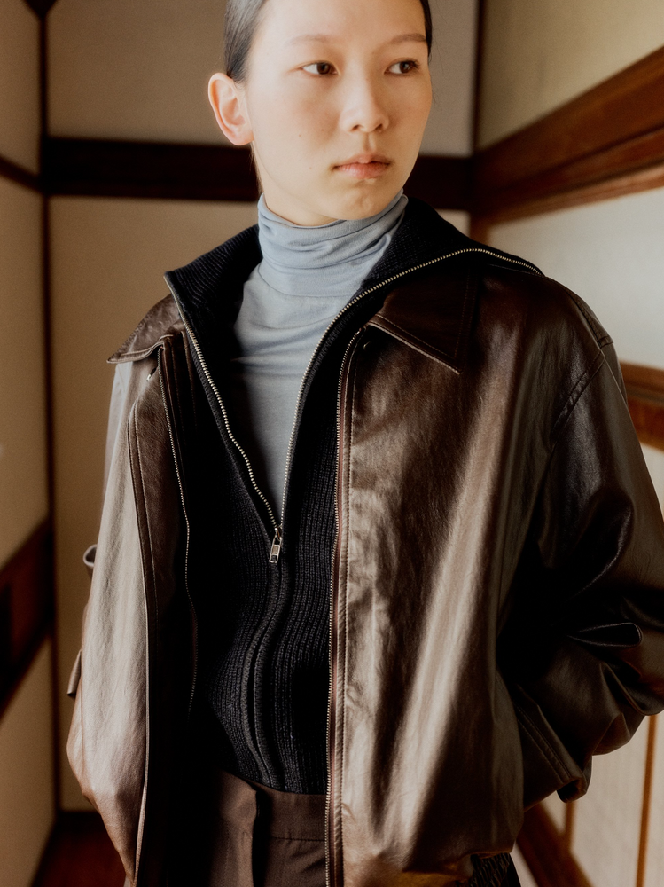 
            
                Load image into Gallery viewer, Mijeong Park Vegan Leather Blouson
            
        