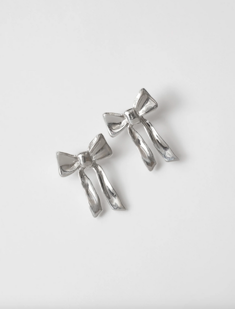 Wolf Circus Ruby Bow Stud Earrings in Silver
