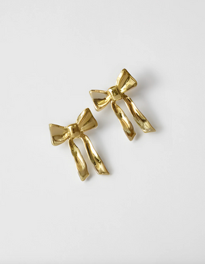Wolf Circus Ruby Bow Stud Earrings in Gold