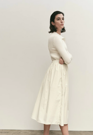 Mijeong Park Gathered Midi Skirt in Cream