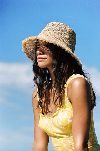 Lack of Color Reef Bucket Hat in Fray Natural