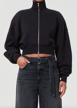 Agolde Darby Zip Up in Washed Blk