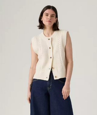Levi's Ines Cable Sweater Vest in Whisper White