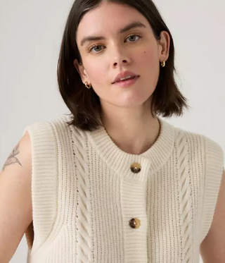 Levi's Ines Cable Sweater Vest in Whisper White