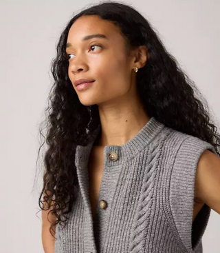 Levi's Ines Cable Sweater Vest in Heather Gray
