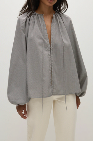 Faithfull Amara Blouse - Hanne Gingham Espresso