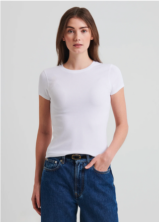 Patrick Assaraf Cotton Modal Rib Baby Tee - White