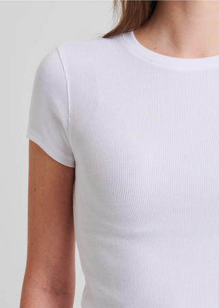 Patrick Assaraf Cotton Modal Rib Baby Tee - White