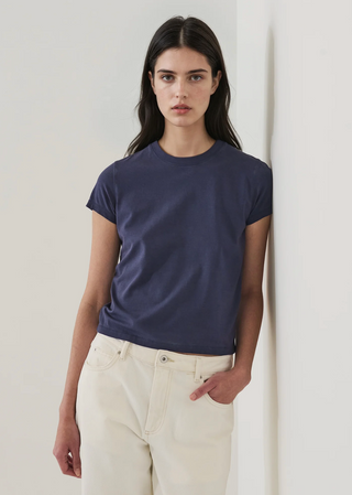 Patrick Assaraf Iconic Sublime Crew Baby Tee - Mood Indigo