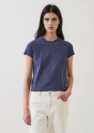 Patrick Assaraf Iconic Sublime Crew Baby Tee - Mood Indigo