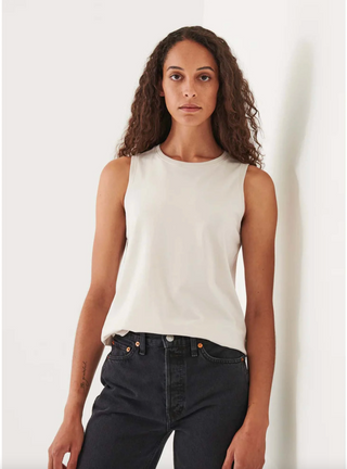 Patrick Assaraf Iconic Boyfriend Fit Tank - Nude