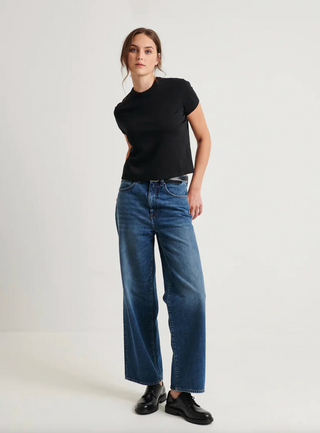 Patrick Assaraf Pima Classic Hi Neck Baby Tee - Black