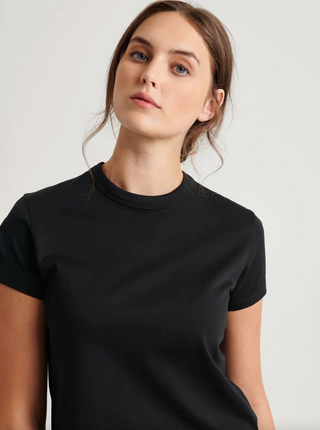 Patrick Assaraf Pima Classic Hi Neck Baby Tee - Black