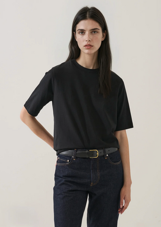 Patrick Assaraf Organic Cotton Relaxed Crew - Black