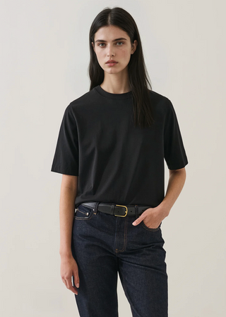 Patrick Assaraf Organic Cotton Relaxed Crew - Black