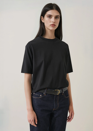 Patrick Assaraf Organic Cotton Relaxed Crew - Black