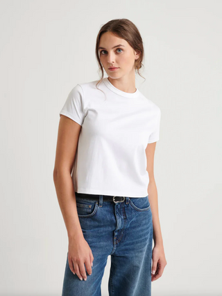 Patrick Assaraf Pima Classic Hi Neck Baby Tee - White