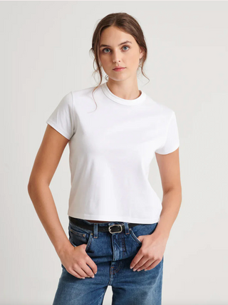Patrick Assaraf Pima Classic Hi Neck Baby Tee - White