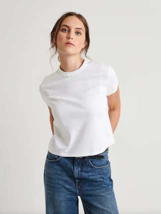 Patrick Assaraf Pima Classic Hi Neck Baby Tee - White