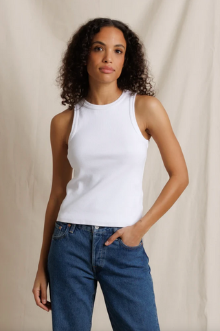 Perfectwhitetee Daphne Rib High Neck Tank - White