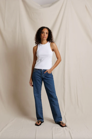 Perfectwhitetee Daphne Rib High Neck Tank - White