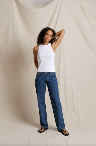 Perfectwhitetee Daphne Rib High Neck Tank - White