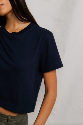 Perfectwhitetee Cher Ringspun Cotton Tee - Navy