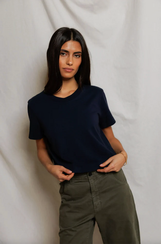 Perfectwhitetee Cher Ringspun Cotton Tee - Navy
