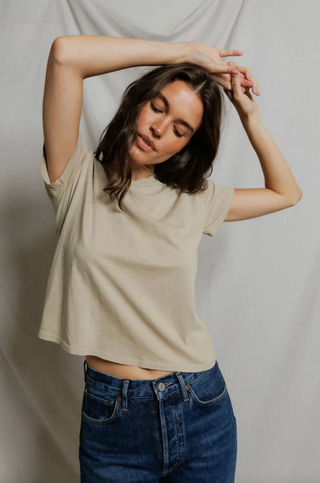Perfectwhitetee Harley Cotton SS Boxy Crew Tee - Driftwood