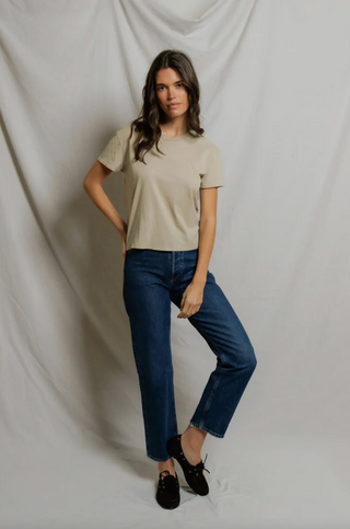 Perfectwhitetee Harley Cotton SS Boxy Crew Tee - Driftwood