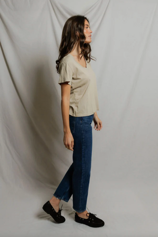 Perfectwhitetee Hendrix Boxy V-Neck Tee - Driftwood
