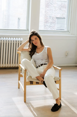 Perfectwhitetee Khara Tank - Driftwood/White Stripe