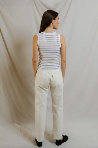 Perfectwhitetee Khara Tank - Driftwood/White Stripe